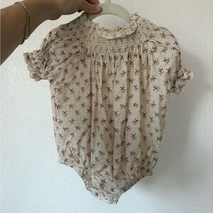 Charming Beige Floral Baby Bodysuit